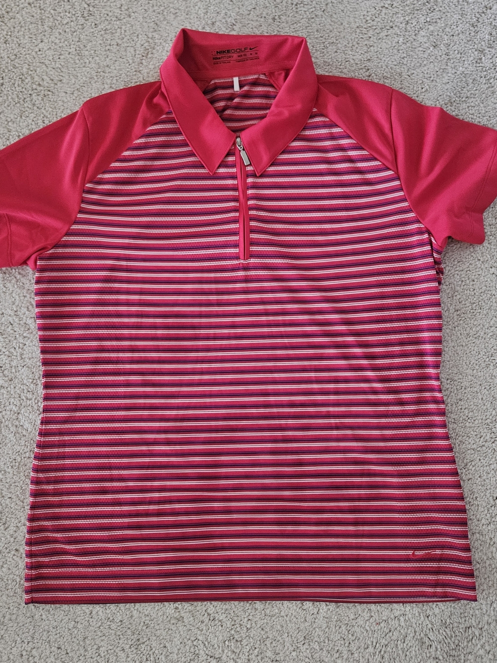 Nike Pink Striped Golf Polo